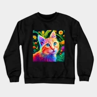 Neon Kitten in Garden Crewneck Sweatshirt